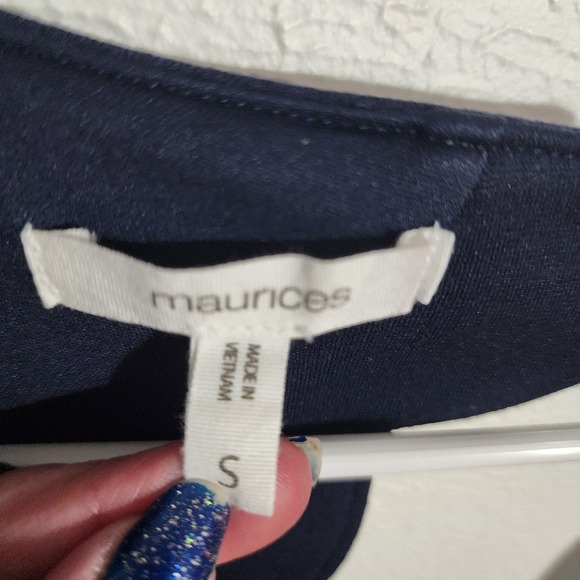 Maurice's Dress Women's Small Mini Scallop Neckline Navy Blue Preppy - Picture 2 of 6